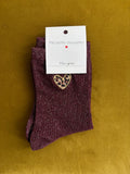 CHAUSSETTES PAILLETÉES À COEUR LÉOPARD